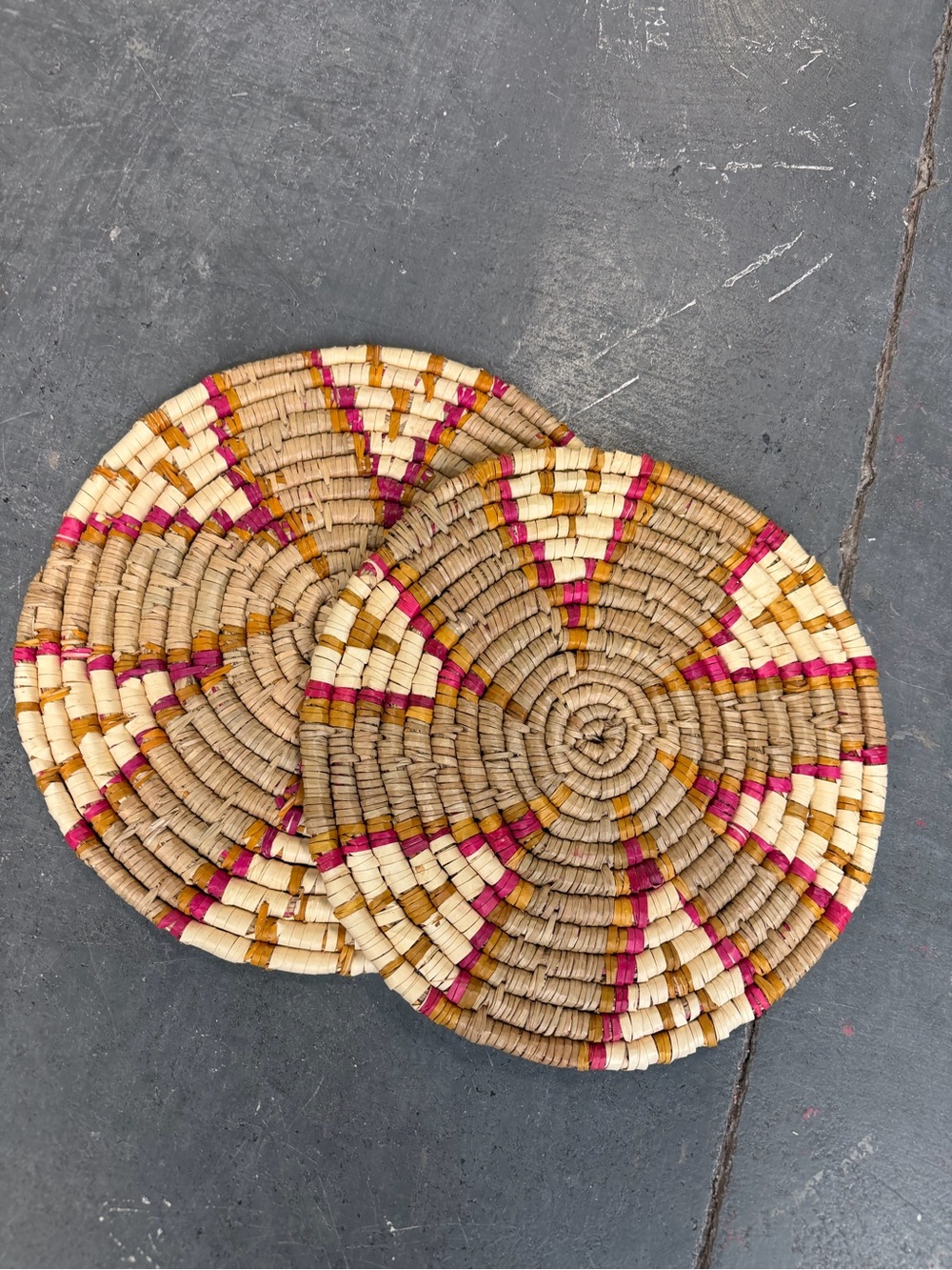 Handwoven Natural and Pink Woven Boho Placemats - Home Accents